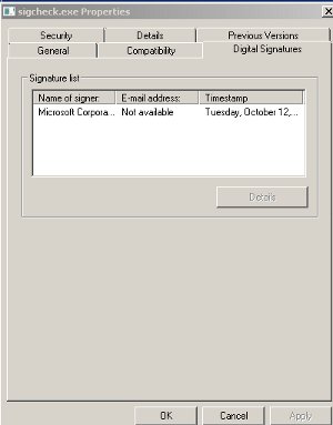 Sigcheck Digital Signature